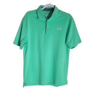 Under‎ Armour Heat Gear Loose Polo Shirt Men's Medium Bright Green Golf Preppy